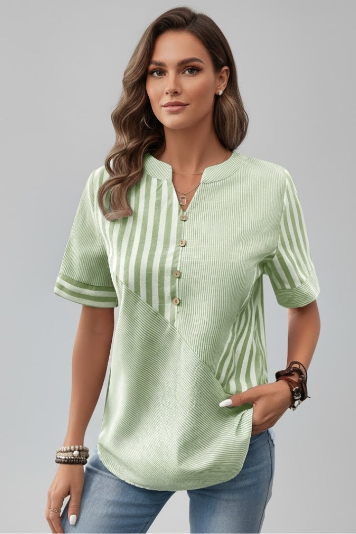 Elena | Chic Short Sleeve Button Blouse