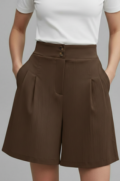 Livia | Button-Waist Pleated Shorts