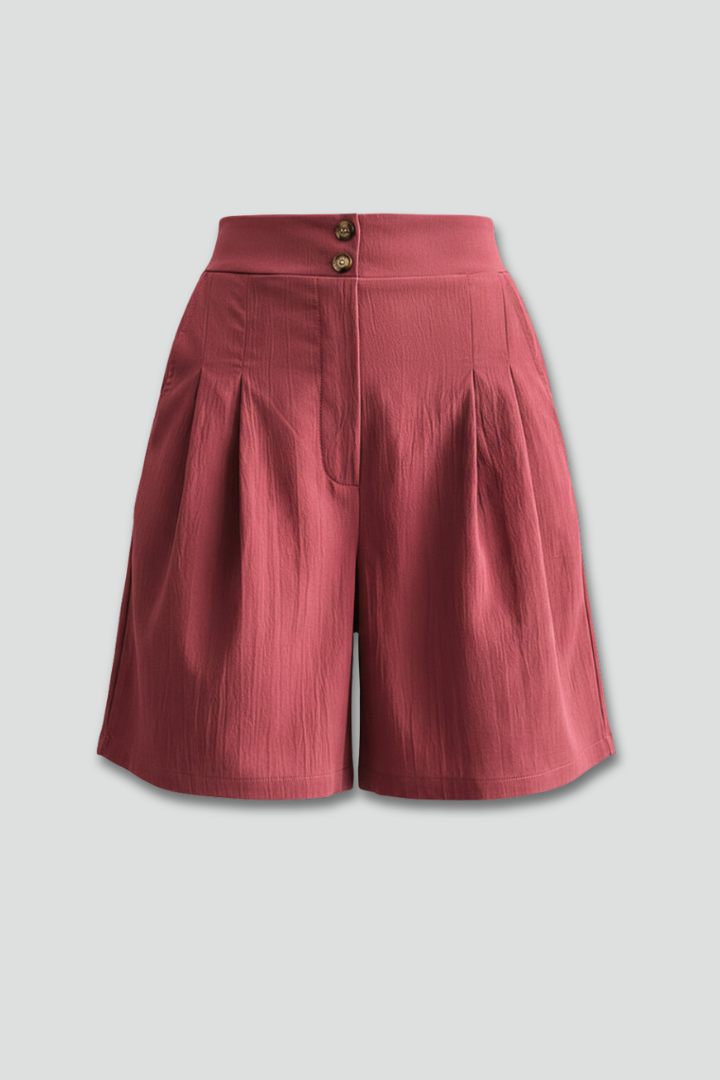 Livia | Button-Waist Pleated Shorts
