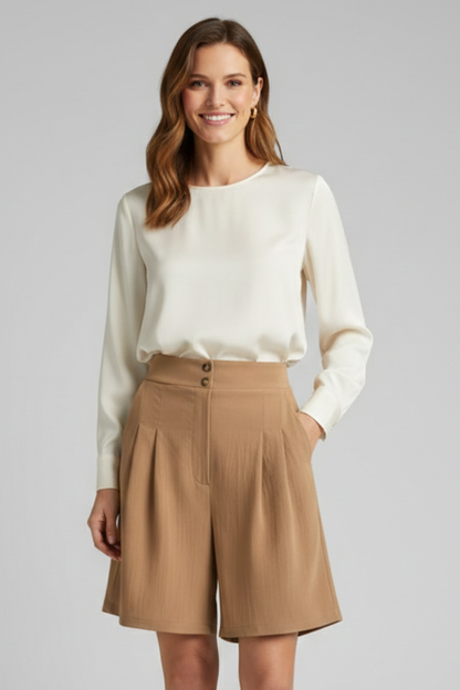 Lila | Wide-Leg Shorts with Button Waist