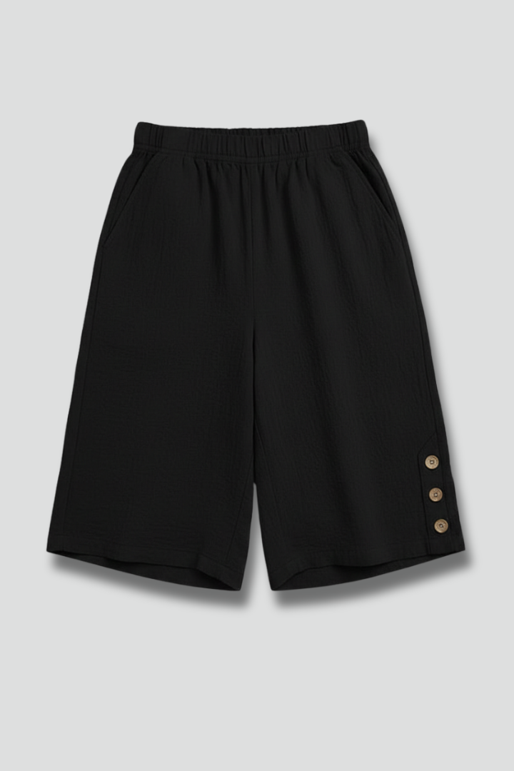 Lila | Elastic Waist Shorts with Button Detail