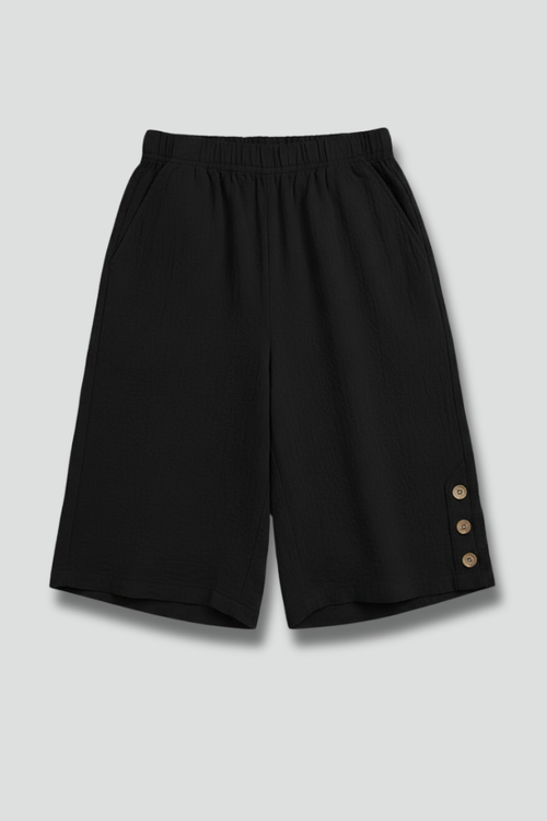 Lila | Elastic Waist Shorts with Button Detail