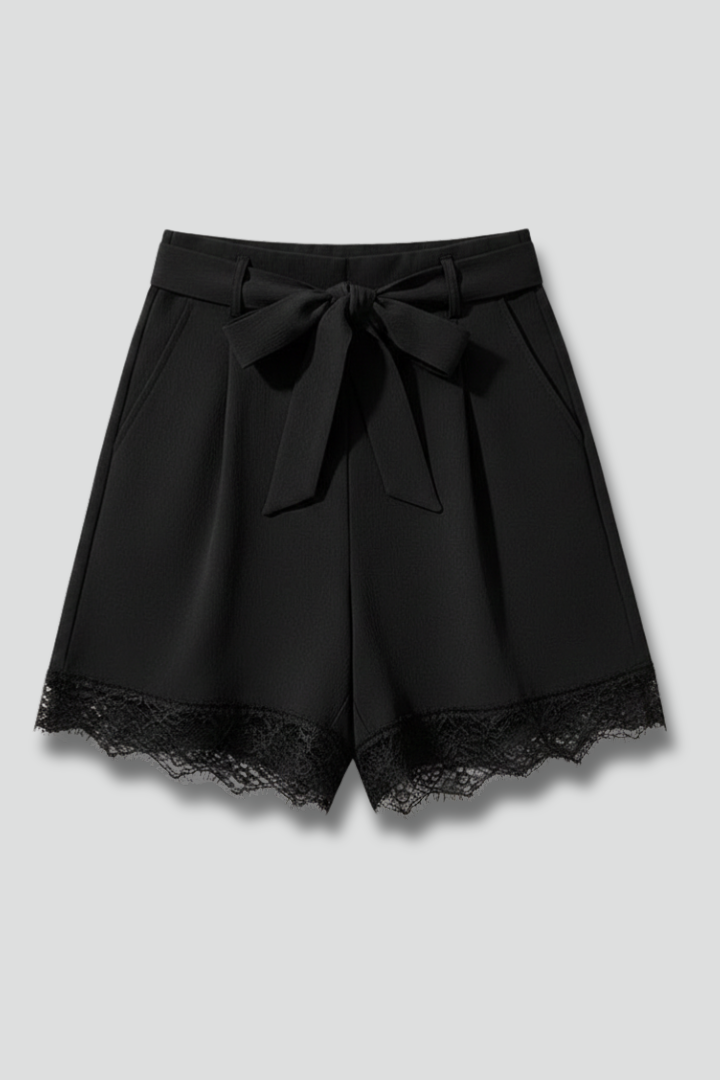Lila | Tie Waist Shorts with Lace Hem