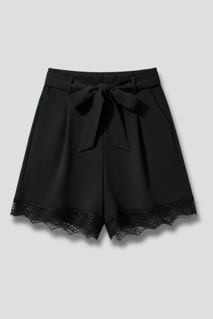 Lila | Tie Waist Shorts with Lace Hem