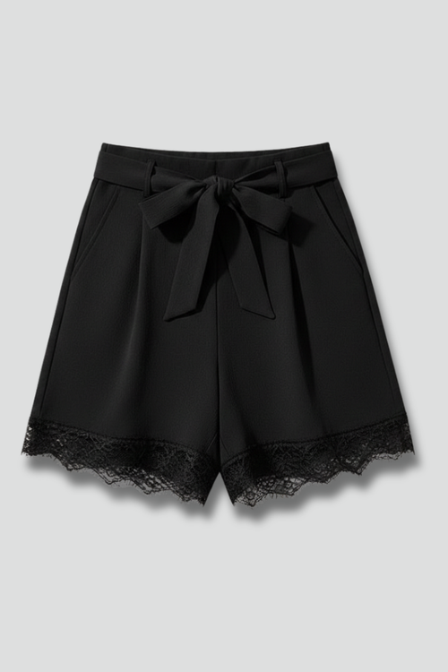 Lila | Tie Waist Shorts with Lace Hem