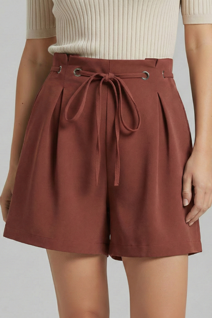 Lila | Pleated Front Tie-Waist Shorts