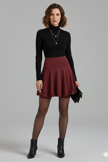 Lena | High-Waisted Skirt with Built-In Shorts