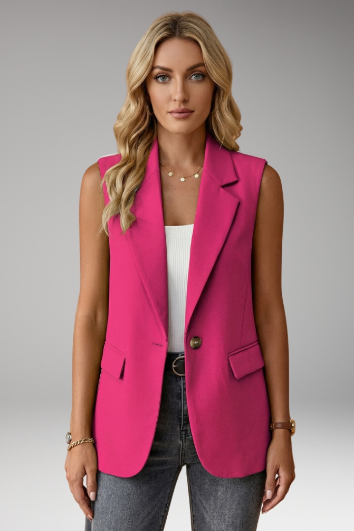 Lila | Sleek Sleeveless Blazer with Notch Collar and Pockets