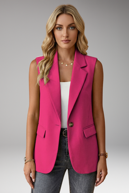 Lila | Sleek Sleeveless Blazer with Notch Collar and Pockets