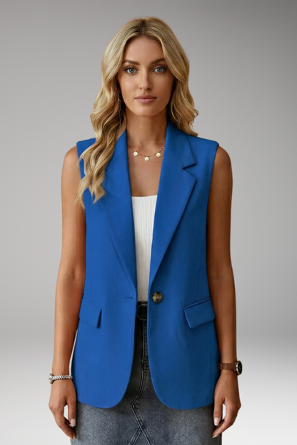 Lila | Sleek Sleeveless Blazer with Notch Collar and Pockets