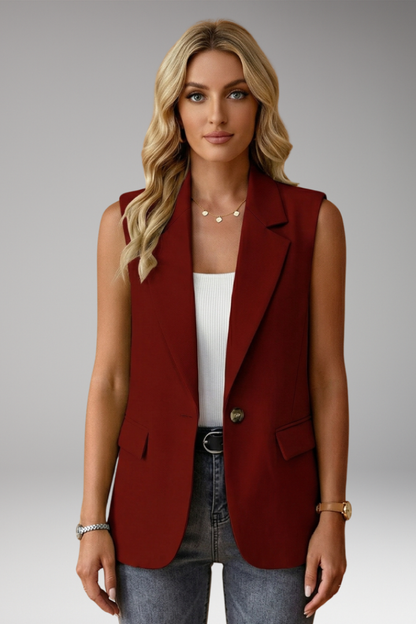 Lila | Sleek Sleeveless Blazer with Notch Collar and Pockets