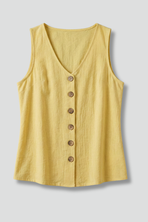 Elena | V-Neck Button-Front Sleeveless Blouse