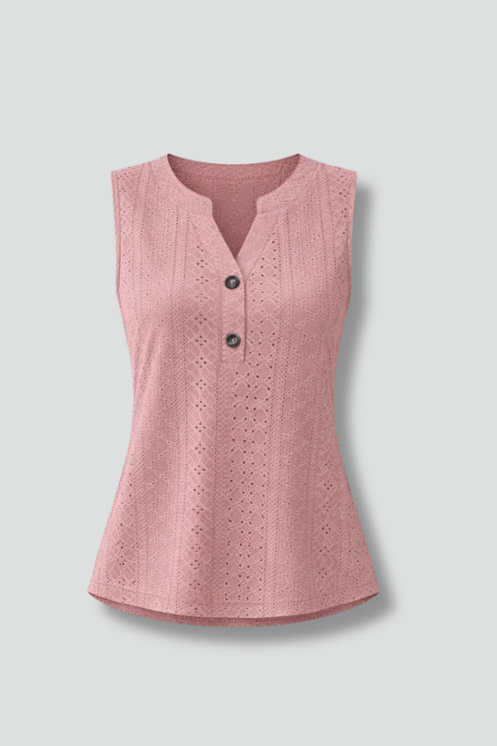 Lila | V-Neck Eyelet Sleeveless Blouse