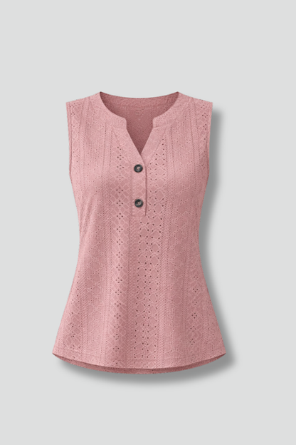 Lila | V-Neck Eyelet Sleeveless Blouse