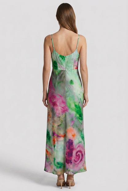 Luna | Elegant Sleeveless Maxi Dress with Printed Scarf