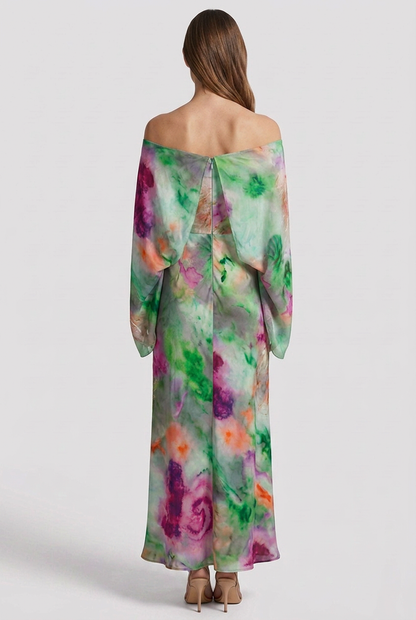 Luna | Elegant Sleeveless Maxi Dress with Printed Scarf
