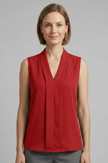 Luna | Pleated V-Neck Sleeveless Top