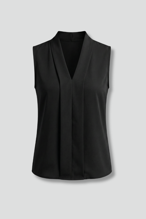 Luna | Pleated V-Neck Sleeveless Top
