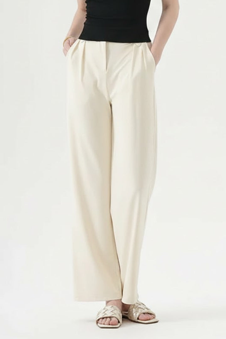 Cleo | Pleated Waist Straight-Leg Trousers with Pockets