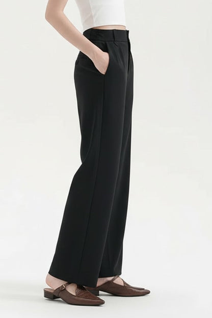 Cleo | Pleated Waist Straight-Leg Trousers with Pockets