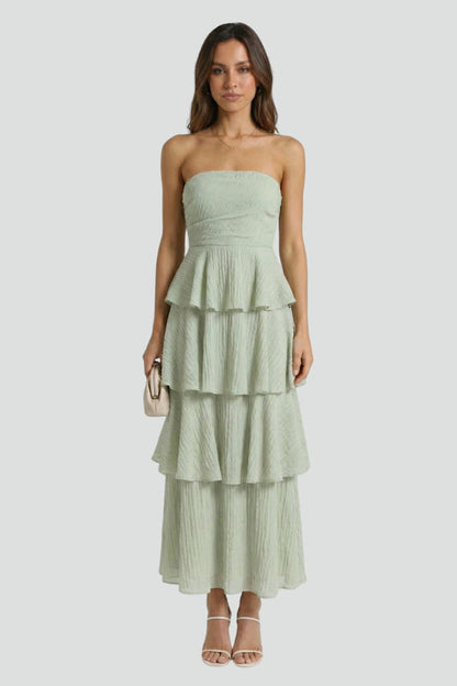 Vivienne | Strapless Layered Ruffle Maxi Dress