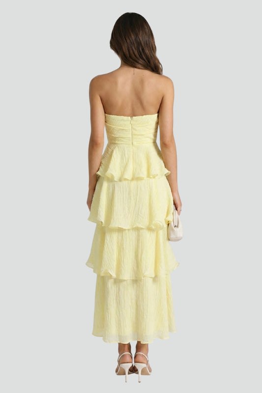 Vivienne | Strapless Layered Ruffle Maxi Dress