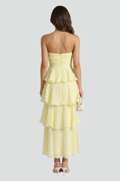 Vivienne | Strapless Layered Ruffle Maxi Dress