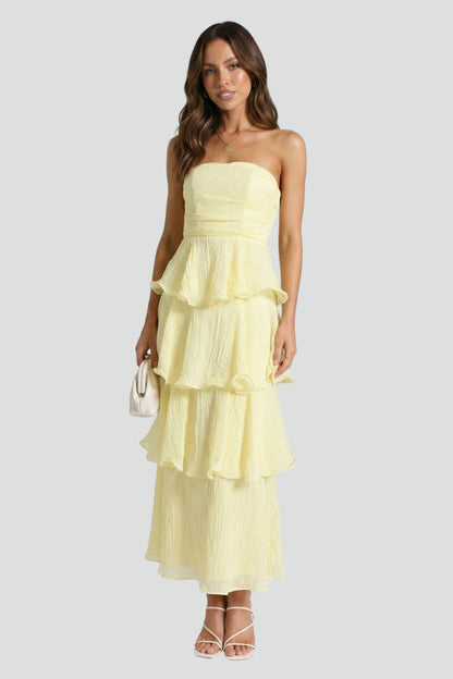 Vivienne | Strapless Layered Ruffle Maxi Dress