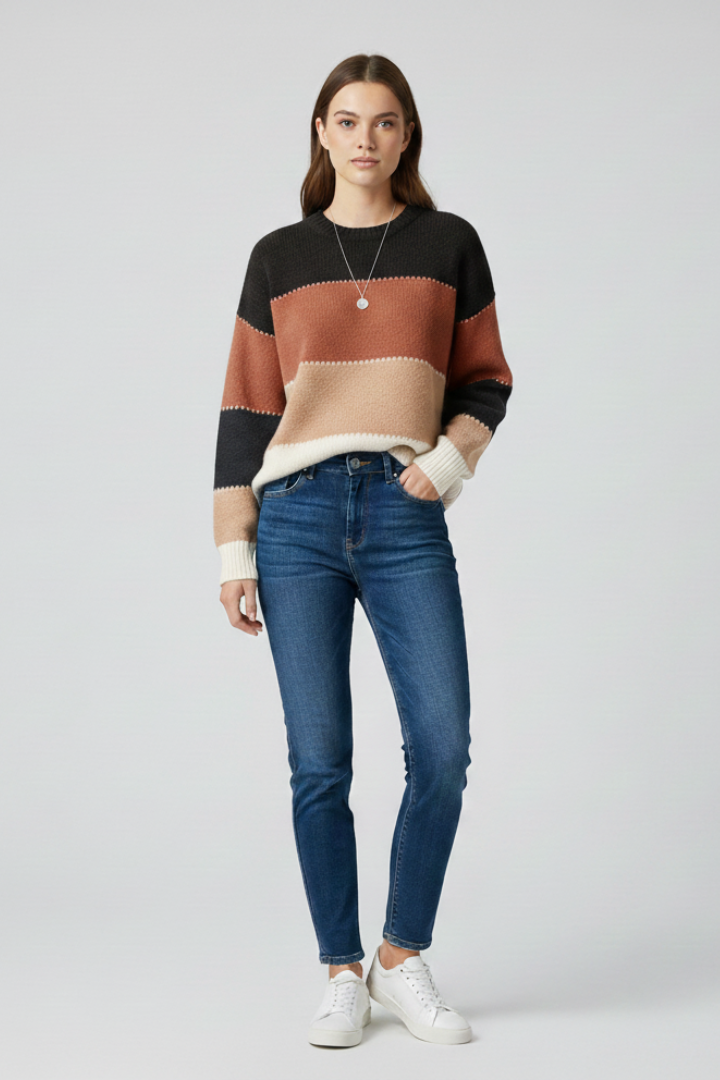 Lila | Striped Knit Relaxed Sweater