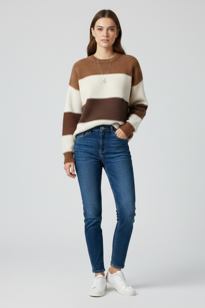 Lila | Striped Knit Relaxed Sweater