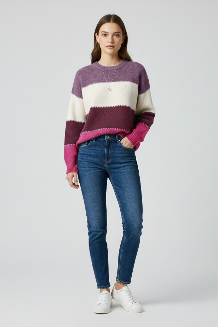 Lila | Striped Knit Relaxed Sweater