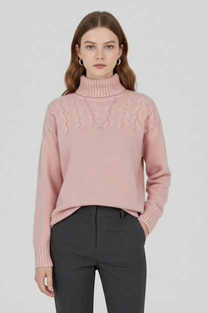Lila | Textured Cable Turtleneck Sweater