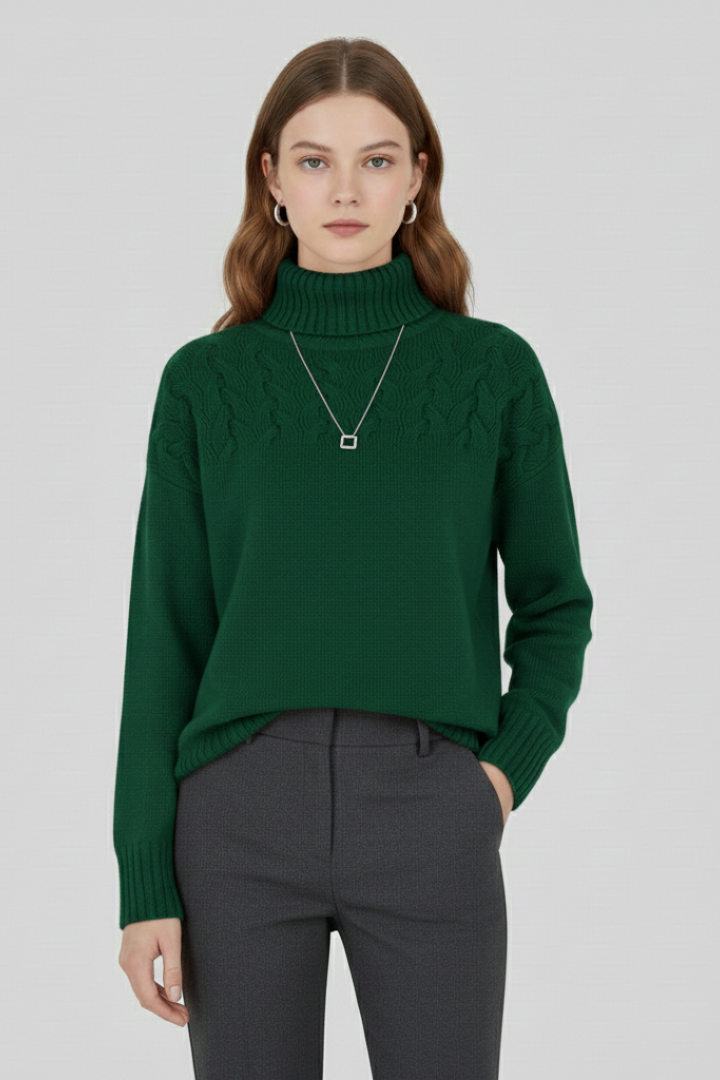 Lila | Textured Cable Turtleneck Sweater