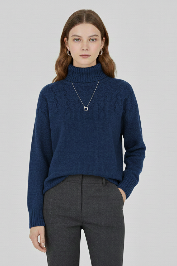 Lila | Textured Cable Turtleneck Sweater