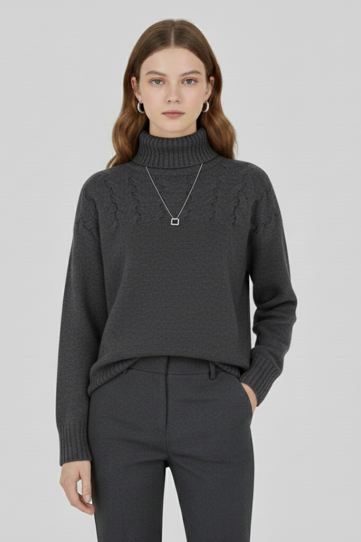 Lila | Textured Cable Turtleneck Sweater