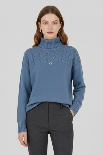 Lila | Textured Cable Turtleneck Sweater