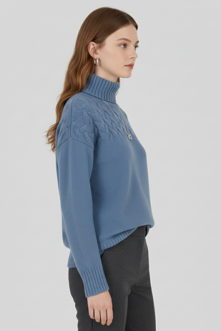 Lila | Textured Cable Turtleneck Sweater