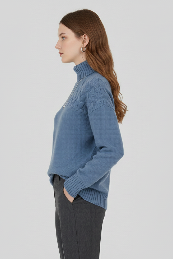 Lila | Textured Cable Turtleneck Sweater