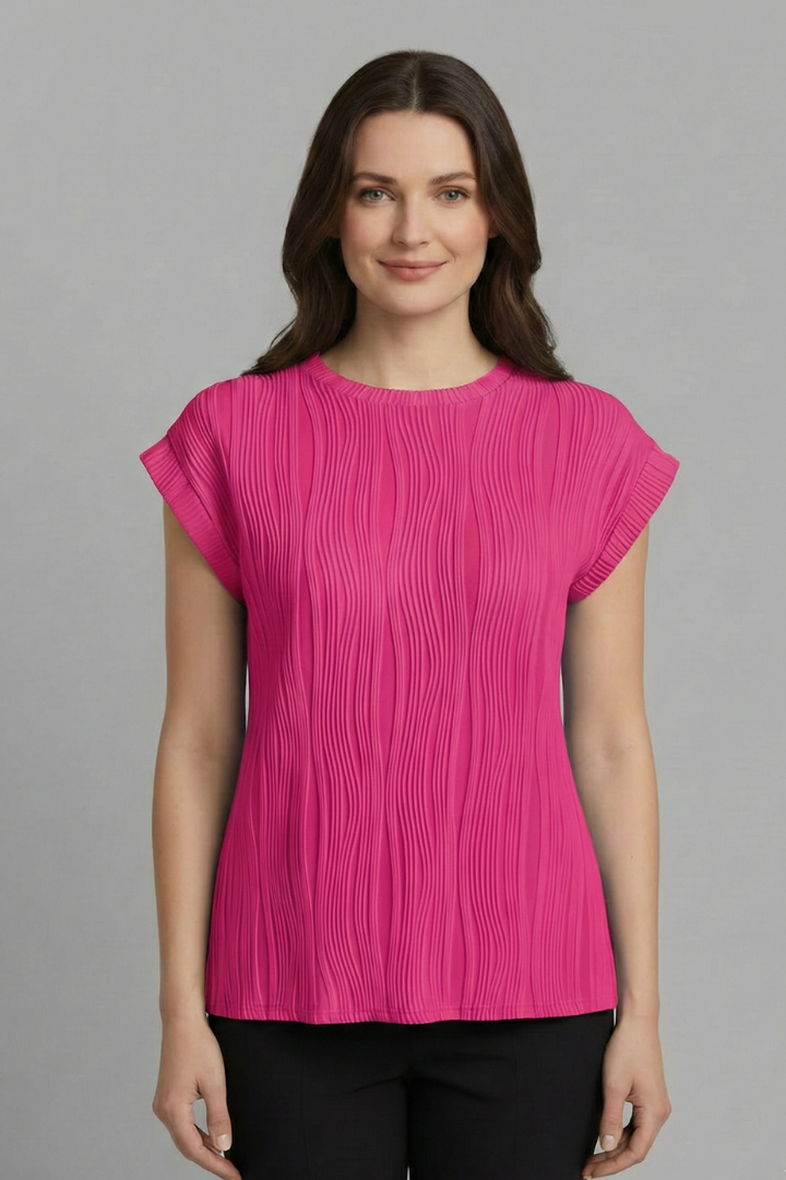 Lila | High Neck Pleated T-Shirt