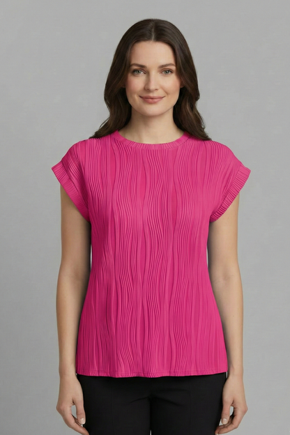 Lila | High Neck Pleated T-Shirt