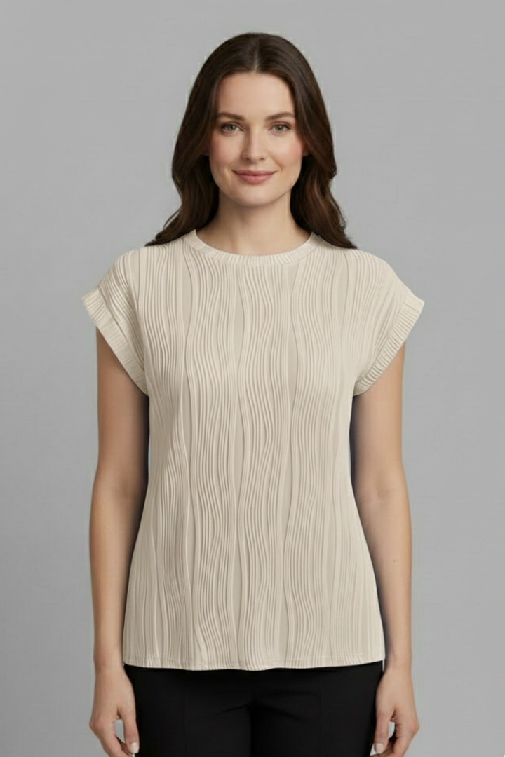 Lila | High Neck Pleated T-Shirt