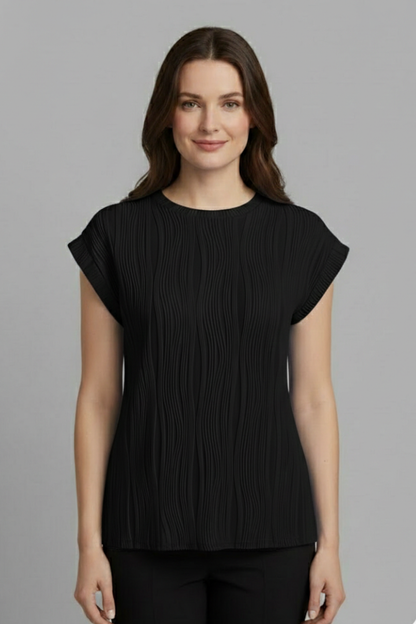 Lila | High Neck Pleated T-Shirt