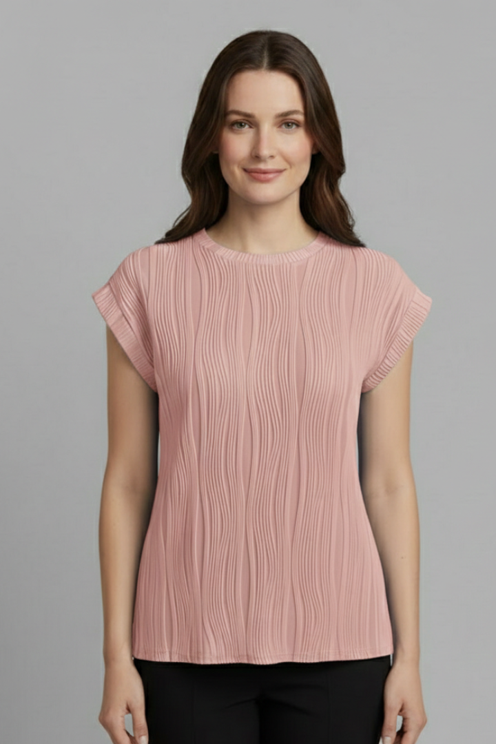 Lila | High Neck Pleated T-Shirt