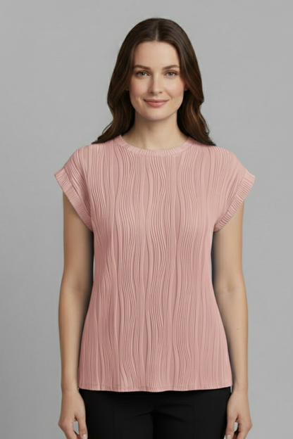 Lila | High Neck Pleated T-Shirt
