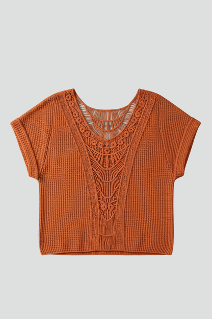 Lila | Lace-Trim Short Sleeve T-Shirt