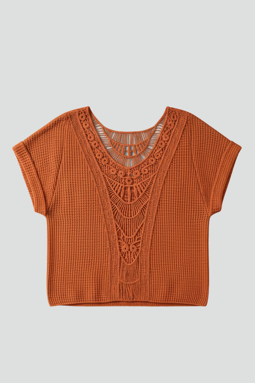 Lila | Lace-Trim Short Sleeve T-Shirt