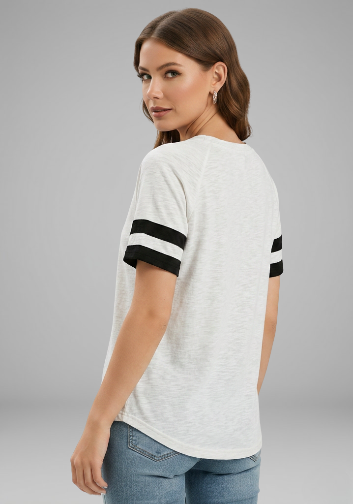 Lila | Striped Cuff Raglan Sleeve T-Shirt