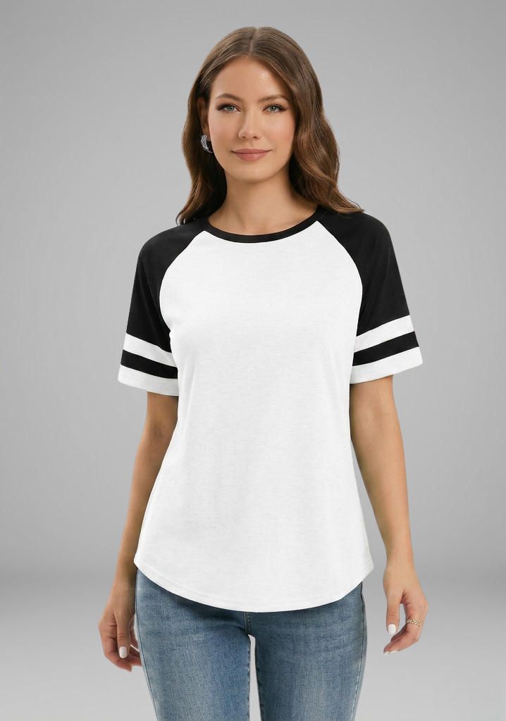 Lila | Striped Cuff Raglan Sleeve T-Shirt