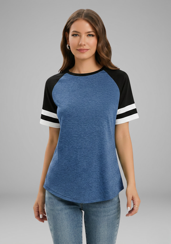 Lila | Striped Cuff Raglan Sleeve T-Shirt