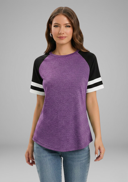 Lila | Striped Cuff Raglan Sleeve T-Shirt